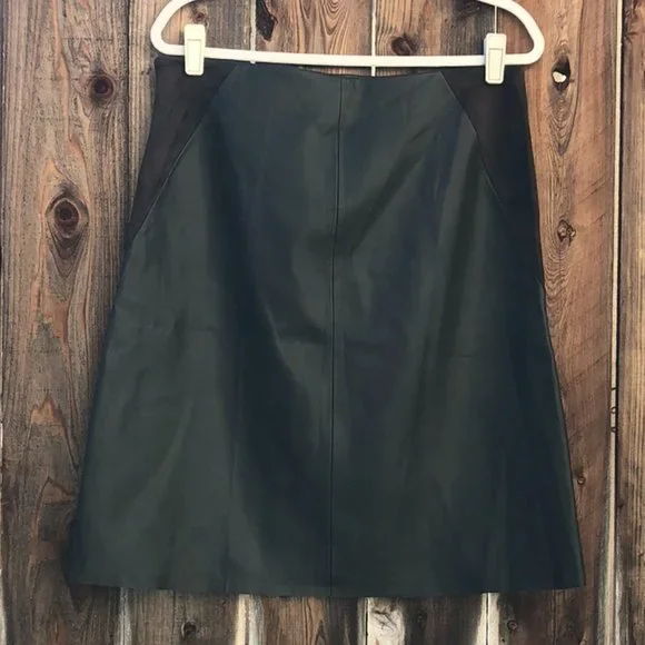 Catherine Malandrino Brown Faux Leather and Suede Skirt 12 - Picture 2 of 9